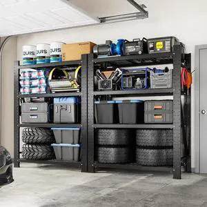10000LBS 2 Pack Garage Shelving, 4-Tier Heavy Duty Shelving Unit, 23.6" D x 49.6" W x 71" H, Industrial Shelving, Adjustable Storage Shelves for Garage, Basement, Warehouse, Workshop 10000LBS 2 Pack Garage Shelving, 4-Tier Heavy Duty Shelving Unit, 23.6" D x 49.6" W x 71" H, Industrial Shelving, Adjustable Storage Shelves for Garage, Basement, Warehouse, Workshop