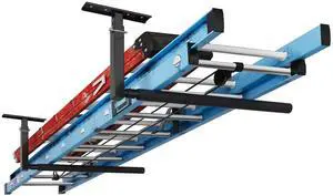 Adjustable Overhead Ladder Rack, Garage Ceiling Storage Rack, Ladder Storage Organizer, 35" Extended Arms, 90 lbs Per Arm Heavy Duty Steel Rack for Kayak, Surfboard & Tools Adjustable Overhead Ladder Rack, Garage Ceiling Storage Rack, Ladder Storage Organizer, 35" Extended Arms, 90 lbs Per Arm Heavy Duty Steel Rack for Kayak, Surfboard & Tools