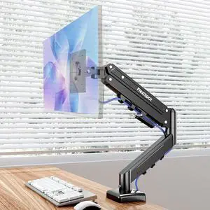 Single Monitor Arm, 17-32 Inch Monitor Mount up to 19.84 lbs, Fast Install VESA Mount for Home Office Gaming, Full Adjustable Gas Spring with C-Clamp and Grommet Base, Black Single Monitor Arm, 17-32 Inch Monitor Mount up to 19.84 lbs, Fast Install VESA Mount for Home Office Gaming, Full Adjustable Gas Spring with C-Clamp and Grommet Base, Black