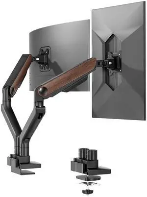 Monitor Stand, Heavy Duty Dual Monitor Arm for Ultrawide Screen up to 39" and 44 Lbs, Adjustable Gas Spring Arm with C Clamp & Grommet Base for Gaming Office, 75/100 VESA Mount, Wood Grain Monitor Stand, Heavy Duty Dual Monitor Arm for Ultrawide Screen up to 39" and 44 Lbs, Adjustable Gas Spring Arm with C Clamp & Grommet Base for Gaming Office, 75/100 VESA Mount, Wood Grain