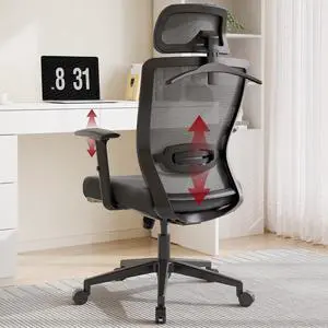 Home Office Desk Chairs Swivel High Back Computer Chair Mesh Ergonomic Office Chair with Adjustbale Lumbar Support Backrest Armrest Grey Home Office Desk Chairs Swivel High Back Computer Chair Mesh Ergonomic Office Chair with Adjustbale Lumbar Support Backrest Armrest Grey