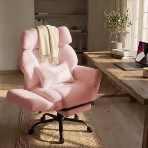 Office Chair with Flip Armrests,Big and Tall Office Chair with Foot Rest,Extra Wide Seat & Lumbar Pillow,Comfy Criss Cross Chair for Pets Sitting,Ergonomic Computer Gaming Chair,Teddy Fleece,Pink Office Chair with Flip Armrests,Big and Tall Office Chair with Foot Rest,Extra Wide Seat & Lumbar Pillow,Comfy Criss Cross Chair for Pets Sitting,Ergonomic Computer Gaming Chair,Teddy Fleece,Pink