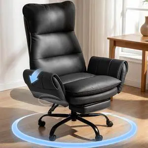 Big and Tall Office Chair, PU Leather Swivel Desk Chair Ergonomic Computer Chairs with Adjustable Armrests, Black Big and Tall Office Chair, PU Leather Swivel Desk Chair Ergonomic Computer Chairs with Adjustable Armrests, Black