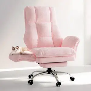 Big and Tall Office Chair, Flip Armrests for Pets & Cross Legged Sitting, Executive Ergonomic Computer Gaming Chair with Foot Rest, Teddy Fleece Wide Seat Reclining Desk Chair, Pink Big and Tall Office Chair, Flip Armrests for Pets & Cross Legged Sitting, Executive Ergonomic Computer Gaming Chair with Foot Rest, Teddy Fleece Wide Seat Reclining Desk Chair, Pink