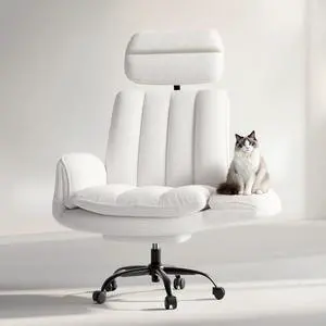 Criss Cross Office Chair with Armrests & Wheels, Comfy Velvet Vanity Chair, Ergonomic Executive Gaming Computer Chairs with Foot Rest, Wide Seat Reclining Desk Chair, White Criss Cross Office Chair with Armrests & Wheels, Comfy Velvet Vanity Chair, Ergonomic Executive Gaming Computer Chairs with Foot Rest, Wide Seat Reclining Desk Chair, White