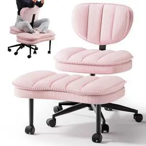 Extra-Wide & Tall Cross-Legged Office Chair Deeply-Padded Cloud Seat, Ergonomic Back Support, Adjustable Height for ADHD & Meditation, Pink Extra-Wide & Tall Cross-Legged Office Chair Deeply-Padded Cloud Seat, Ergonomic Back Support, Adjustable Height for ADHD & Meditation, Pink