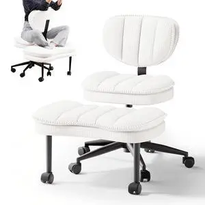 Cross Legged Office Chair, Ergonomic Cloud Criss Cross Desk Chair, Meditation Chair with Wheels, Height Adjustable Seat for ADHD, Wide Kneeling Chair with Back Support, Corduroy Fabric Cross Legged Office Chair, Ergonomic Cloud Criss Cross Desk Chair, Meditation Chair with Wheels, Height Adjustable Seat for ADHD, Wide Kneeling Chair with Back Support, Corduroy Fabric