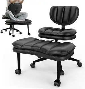 Cross Legged Office Chair, Ergonomic Cloud Criss Cross Desk Chair, Meditation Chair with Wheels, Height Adjustable Seat for ADHD, Wide Kneeling Chair with Back Support, Black Cross Legged Office Chair, Ergonomic Cloud Criss Cross Desk Chair, Meditation Chair with Wheels, Height Adjustable Seat for ADHD, Wide Kneeling Chair with Back Support, Black