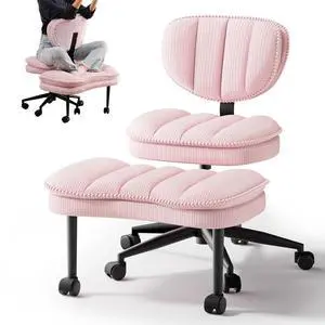 Cross Legged Office Chair, Ergonomic Cloud Criss Cross Desk Chair, Meditation Chair with Wheels, Height Adjustable Seat for ADHD, Wide Kneeling Chair with Back Support, Pink Cross Legged Office Chair, Ergonomic Cloud Criss Cross Desk Chair, Meditation Chair with Wheels, Height Adjustable Seat for ADHD, Wide Kneeling Chair with Back Support, Pink