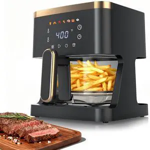 7-in-1 Air Fryer, 5 QT Glass Basket Fryer, 360° Cooking Window, 1400W Precise Heating, Air Fry, Reheat, Roast, Bake, LED Smart Touchscreen 7-in-1 Air Fryer, 5 QT Glass Basket Fryer, 360° Cooking Window, 1400W Precise Heating, Air Fry, Reheat, Roast, Bake, LED Smart Touchscreen