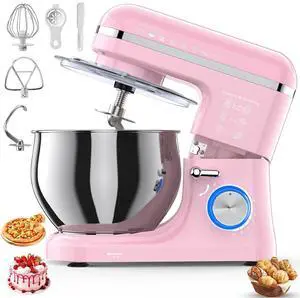 Stand Mixer, 5.3QT Stainless Steel Mixing Bowl + Extra 3.5QT Bowl, 10-Speed Electric Kitchen Mixer with Dough Hook, Beater & Whisk, Tilt-Head Food Mixer for Bread Dough, Cakes, Cookies & Baking,Pink Stand Mixer, 5.3QT Stainless Steel Mixing Bowl + Extra 3.5QT Bowl, 10-Speed Electric Kitchen Mixer with Dough Hook, Beater & Whisk, Tilt-Head Food Mixer for Bread Dough, Cakes, Cookies & Baking,Pink
