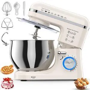 Stand Mixer, 5.3QT Tilt-Head Kitchen Mixer with Stainless Steel Bowl, 10 Speeds, Dough Hook, Beater & Whisk for Bread Dough, Cakes & Cookies Stand Mixer, 5.3QT Tilt-Head Kitchen Mixer with Stainless Steel Bowl, 10 Speeds, Dough Hook, Beater & Whisk for Bread Dough, Cakes & Cookies