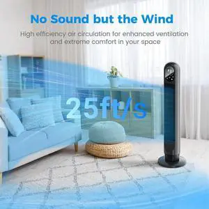 Tower Fan with Remote, 31" Bladeless Floor Fans for Home, 4 Modes & 4 Speeds, 12H Timer, LED Display, 80° Oscillating Wide Cooling for Bedroom, Office Tower Fan with Remote, 31" Bladeless Floor Fans for Home, 4 Modes & 4 Speeds, 12H Timer, LED Display, 80° Oscillating Wide Cooling for Bedroom, Office