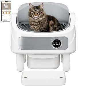 Open Top Self Cleaning Litter Box, App Control Automatic Litter Box, Large Waste Bin for Multiple Cats,Stairs, White Open Top Self Cleaning Litter Box, App Control Automatic Litter Box, Large Waste Bin for Multiple Cats,Stairs, White