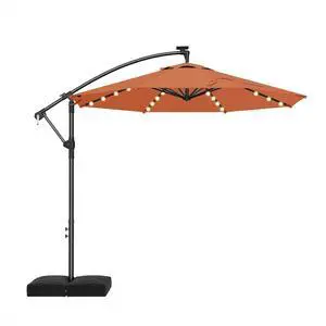 10ft Cantilever Hanging Outdoor Umbrella (Includes Base), 360-Degree Rotation Patio Umbrella for Backyard, Deck, Poolside and Garden, Orange 10ft Cantilever Hanging Outdoor Umbrella (Includes Base), 360-Degree Rotation Patio Umbrella for Backyard, Deck, Poolside and Garden, Orange