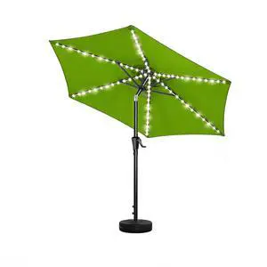 9ft Solar Patio Umbrella with Colorful LED Lights, 45° Tilt Adjustment Outdoor Umbrella for Garden, Backyard, Pool, Green (Base not included) 9ft Solar Patio Umbrella with Colorful LED Lights, 45° Tilt Adjustment Outdoor Umbrella for Garden, Backyard, Pool, Green (Base not included)