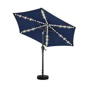 9ft Solar Patio Umbrella with Colorful LED Lights, 45° Tilt Adjustment Outdoor Umbrella for Garden, Backyard, Pool, Blue (Base not included) 9ft Solar Patio Umbrella with Colorful LED Lights, 45° Tilt Adjustment Outdoor Umbrella for Garden, Backyard, Pool, Blue (Base not included)