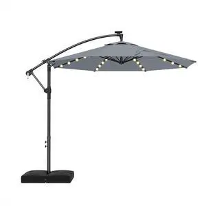 10ft Cantilever Hanging Outdoor Umbrella (Includes Base), 360-Degree Rotation Patio Umbrella for Backyard, Deck, Poolside and Garden, Gray 10ft Cantilever Hanging Outdoor Umbrella (Includes Base), 360-Degree Rotation Patio Umbrella for Backyard, Deck, Poolside and Garden, Gray
