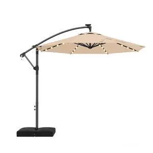 10ft Cantilever Hanging Outdoor Umbrella (Includes Base), 360-Degree Rotation Patio Umbrella for Backyard, Deck, Poolside and Garden, Beige 10ft Cantilever Hanging Outdoor Umbrella (Includes Base), 360-Degree Rotation Patio Umbrella for Backyard, Deck, Poolside and Garden, Beige
