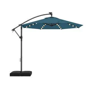 10ft Cantilever Hanging Outdoor Umbrella (Includes Base), 360-Degree Rotation Patio Umbrella for Backyard, Deck, Poolside and Garden, Blue 10ft Cantilever Hanging Outdoor Umbrella (Includes Base), 360-Degree Rotation Patio Umbrella for Backyard, Deck, Poolside and Garden, Blue