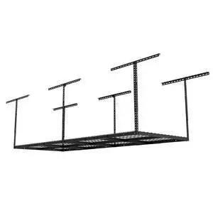 3ftx8ft Overhead Garage Storage Rack, Heavy-Duty Metal Garage Ceiling Storage Rack, 22''-40" Adjustable Ceiling Drop-Down, 750 lb. Loading Weight Capacity, Black 3ftx8ft Overhead Garage Storage Rack, Heavy-Duty Metal Garage Ceiling Storage Rack, 22''-40" Adjustable Ceiling Drop-Down, 750 lb. Loading Weight Capacity, Black