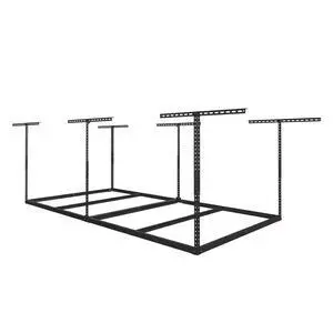 4x8ft Overhead Garage Storage Rack Wooden Decking Not Included, Heavy Duty Metal Rack, Adjustable Ceiling Dropdown, 600lbs Weight Capacity (Black) 4x8ft Overhead Garage Storage Rack Wooden Decking Not Included, Heavy Duty Metal Rack, Adjustable Ceiling Dropdown, 600lbs Weight Capacity (Black)