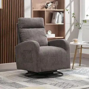 Swivel Rocking ChairNursery Swivel Glide Armchair Linden Fabric Upholstered Modern Rocking Chairs with High Backrest for Nursery, Bedroom, Living RoomDark Gray Swivel Rocking ChairNursery Swivel Glide Armchair Linden Fabric Upholstered Modern Rocking Chairs with High Backrest for Nursery, Bedroom, Living RoomDark Gray