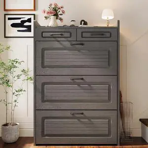 Shoe Cabinet with 2 Storage Drawers & 3 Large Flip Drawers for Entryway, Narrow Wood Shoe Storage Cabinet, Freestanding Hidden Shoe Organizer for Hallway, Living Room, Home & Apartment(Iron Gray) Shoe Cabinet with 2 Storage Drawers & 3 Large Flip Drawers for Entryway, Narrow Wood Shoe Storage Cabinet, Freestanding Hidden Shoe Organizer for Hallway, Living Room, Home & Apartment(Iron Gray)