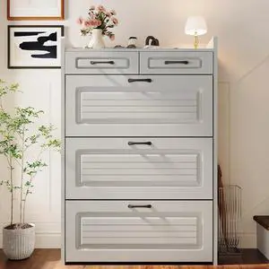 Shoe Cabinet with 2 Storage Drawers & 3 Large Flip Drawers for Entryway, Narrow Wood Shoe Storage Cabinet, Freestanding Hidden Shoe Organizer for Hallway, Living Room, Home & Apartment (Grey) Shoe Cabinet with 2 Storage Drawers & 3 Large Flip Drawers for Entryway, Narrow Wood Shoe Storage Cabinet, Freestanding Hidden Shoe Organizer for Hallway, Living Room, Home & Apartment (Grey)