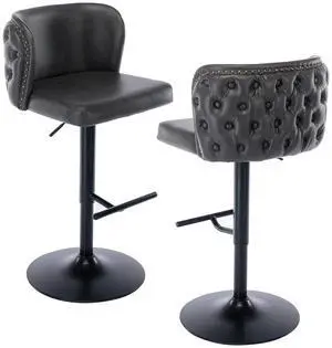 Leather Bar Stools Set of 2PU Upholstered Swivel Counter Height Bar StoolsModern Adjustable High Barstools with Backs Metal Tall Kitchen Island Chairs for Home Bar& Counter Stools(Black,Set of 2) Leather Bar Stools Set of 2PU Upholstered Swivel Counter Height Bar StoolsModern Adjustable High Barstools with Backs Metal Tall Kitchen Island Chairs for Home Bar& Counter Stools(Black,Set of 2)