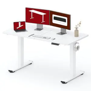 Height Adjustable Electric Standing Desk 55x24 Inches, Sit Stand Desk with Splice Board for Home Office, Ergonomic Computer Workstation, Study & Gaming, White Frame/White Top Height Adjustable Electric Standing Desk 55x24 Inches, Sit Stand Desk with Splice Board for Home Office, Ergonomic Computer Workstation, Study & Gaming, White Frame/White Top