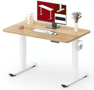 Height Adjustable Electric Standing Desk 40x24 Inches, Sit Stand Desk with Splice Board for Home Office, Ergonomic Computer Workstation, Study & Gaming, White Frame/Maple Top Height Adjustable Electric Standing Desk 40x24 Inches, Sit Stand Desk with Splice Board for Home Office, Ergonomic Computer Workstation, Study & Gaming, White Frame/Maple Top