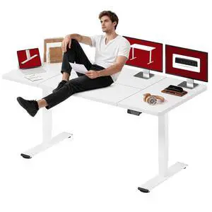 Dual Motor Electric Standing Desk 79 x 32 Inches, Height Adjustable Sit Stand Desk with Large Splice Board for Home Office, Computer Workstation, Study & Gaming, White Frame/White Top Dual Motor Electric Standing Desk 79 x 32 Inches, Height Adjustable Sit Stand Desk with Large Splice Board for Home Office, Computer Workstation, Study & Gaming, White Frame/White Top