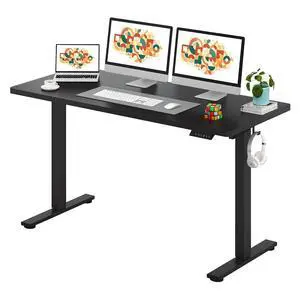 One-Piece Electric Standing Desk, Seamless 60 x 24'' Ergonomic Height Adjustable Sit Stand Desk with Memory Presets for Home Office Computer Workstation, Black Frame/Black Top One-Piece Electric Standing Desk, Seamless 60 x 24'' Ergonomic Height Adjustable Sit Stand Desk with Memory Presets for Home Office Computer Workstation, Black Frame/Black Top