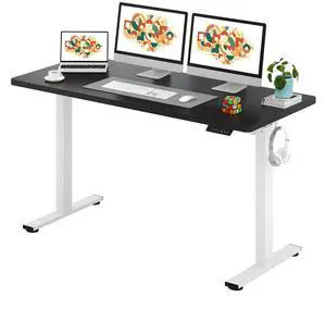 One-Piece Electric Standing Desk, Seamless 60 x 24'' Ergonomic Height Adjustable Sit Stand Desk with Memory Presets for Home Office Computer Workstation, White Frame/Black Top One-Piece Electric Standing Desk, Seamless 60 x 24'' Ergonomic Height Adjustable Sit Stand Desk with Memory Presets for Home Office Computer Workstation, White Frame/Black Top