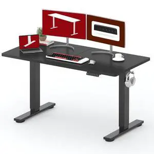 Height Adjustable Electric Standing Desk 55x24 Inches, Sit Stand Desk with Splice Board for Home Office, Ergonomic Computer Workstation, Study & Gaming, Black Frame/Black Top Height Adjustable Electric Standing Desk 55x24 Inches, Sit Stand Desk with Splice Board for Home Office, Ergonomic Computer Workstation, Study & Gaming, Black Frame/Black Top