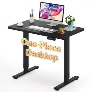 Electric Standing Desk 40 x 24 Inches Whole-Piece Desktop Height Adjustable Stand Up Desk w/6-Button Controller Ergonomic Computer Desk for Home Office, Black Frame + Black Tabletop Electric Standing Desk 40 x 24 Inches Whole-Piece Desktop Height Adjustable Stand Up Desk w/6-Button Controller Ergonomic Computer Desk for Home Office, Black Frame + Black Tabletop