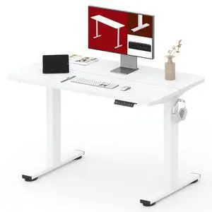 Height Adjustable Electric Standing Desk 40x24 Inches, Sit Stand Desk with Splice Board for Home Office, Ergonomic Computer Workstation, Study & Gaming, White Frame/White Top Height Adjustable Electric Standing Desk 40x24 Inches, Sit Stand Desk with Splice Board for Home Office, Ergonomic Computer Workstation, Study & Gaming, White Frame/White Top