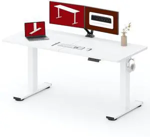 Height Adjustable Electric Standing Desk 63x24 Inches, Sit Stand Desk with Splice Board for Home Office, Ergonomic Computer Workstation, Study & Gaming, White Frame/White Top Height Adjustable Electric Standing Desk 63x24 Inches, Sit Stand Desk with Splice Board for Home Office, Ergonomic Computer Workstation, Study & Gaming, White Frame/White Top