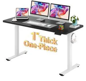Electric Standing Desk 60 x 24 Inches Whole-Piece Desktop Height Adjustable Stand Up Desk w/6-Button Controller Ergonomic Computer Desk for Home Office, White Frame + Black Tabletop Electric Standing Desk 60 x 24 Inches Whole-Piece Desktop Height Adjustable Stand Up Desk w/6-Button Controller Ergonomic Computer Desk for Home Office, White Frame + Black Tabletop