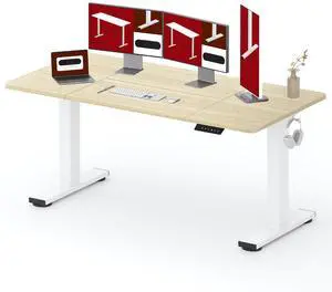 Electric Standing Desk, 71 x 32'' Height Adjustable Sit Stand Desk with Large Splice Board Desktop Ergonomic Memory Presets Computer Workstations for Home Office, White Frame/White Wood Grain Electric Standing Desk, 71 x 32'' Height Adjustable Sit Stand Desk with Large Splice Board Desktop Ergonomic Memory Presets Computer Workstations for Home Office, White Frame/White Wood Grain
