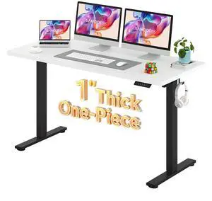 Electric Standing Desk 60 x 24 Inches Whole-Piece Desktop Height Adjustable Stand Up Desk w/6-Button Controller Ergonomic Computer Desk for Home Office, Black Frame + White Tabletop Electric Standing Desk 60 x 24 Inches Whole-Piece Desktop Height Adjustable Stand Up Desk w/6-Button Controller Ergonomic Computer Desk for Home Office, Black Frame + White Tabletop