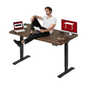 Dual Motor Electric Standing Desk 63 x 28 Inches, Height Adjustable Sit Stand Desk with Large Splice Board for Home Office, Computer Workstation, Study & Gaming, Black Frame/Black Walnut Top Dual Motor Electric Standing Desk 63 x 28 Inches, Height Adjustable Sit Stand Desk with Large Splice Board for Home Office, Computer Workstation, Study & Gaming, Black Frame/Black Walnut Top