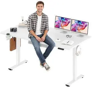 Electric Standing Desk 71 x 32 Inches, Height Adjustable Sit Stand with Large Splice Board Desktop for Home Office, Computer WorkstationsMemory Ergonomic Computer Desk, White Frame/White Top Electric Standing Desk 71 x 32 Inches, Height Adjustable Sit Stand with Large Splice Board Desktop for Home Office, Computer WorkstationsMemory Ergonomic Computer Desk, White Frame/White Top