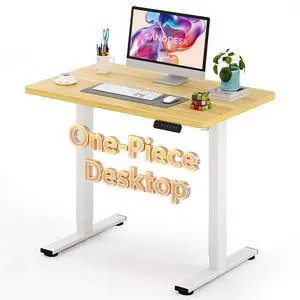 Electric Standing Desk 40 x 24 Inches Whole-Piece Desktop Height Adjustable Stand Up Desk w/6-Button Controller Ergonomic Computer Desk for Home Office, White Frame + Natural Tabletop Electric Standing Desk 40 x 24 Inches Whole-Piece Desktop Height Adjustable Stand Up Desk w/6-Button Controller Ergonomic Computer Desk for Home Office, White Frame + Natural Tabletop