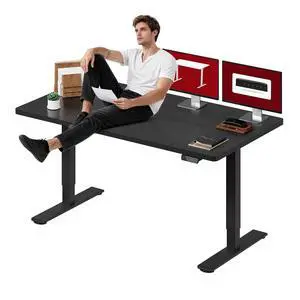 Dual Motor Electric Standing Desk 71 x 32 Inches, Height Adjustable Sit Stand Desk with Large Splice Board for Home Office, Computer Workstation, Study & Gaming, Black Frame/Black Top Dual Motor Electric Standing Desk 71 x 32 Inches, Height Adjustable Sit Stand Desk with Large Splice Board for Home Office, Computer Workstation, Study & Gaming, Black Frame/Black Top