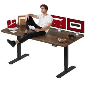 Dual Motor Electric Standing Desk 79 x 32 Inches, Height Adjustable Sit Stand Desk with Large Splice Board for Home Office, Computer Workstation, Study & Gaming, Black Frame/Black Walnut Top Dual Motor Electric Standing Desk 79 x 32 Inches, Height Adjustable Sit Stand Desk with Large Splice Board for Home Office, Computer Workstation, Study & Gaming, Black Frame/Black Walnut Top