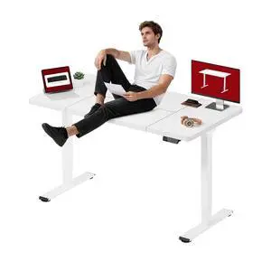 Dual Motor Electric Standing Desk 63 x 28 Inches, Height Adjustable Sit Stand Desk with Large Splice Board for Home Office, Computer Workstation, Study & Gaming, White Frame/White Top Dual Motor Electric Standing Desk 63 x 28 Inches, Height Adjustable Sit Stand Desk with Large Splice Board for Home Office, Computer Workstation, Study & Gaming, White Frame/White Top
