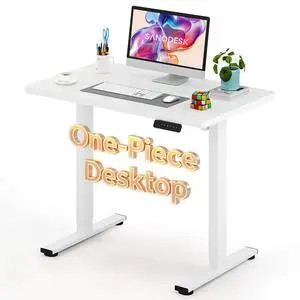 Electric Standing Desk 40 x 24 Inches Whole-Piece Desktop Height Adjustable Stand Up Desk w/6-Button Controller Ergonomic Computer Desk for Home Office, White Frame + White Tabletop Electric Standing Desk 40 x 24 Inches Whole-Piece Desktop Height Adjustable Stand Up Desk w/6-Button Controller Ergonomic Computer Desk for Home Office, White Frame + White Tabletop