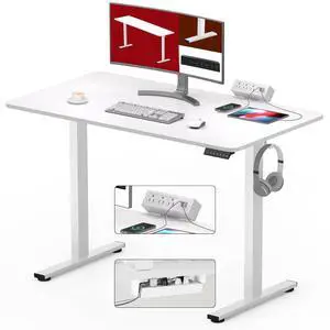 Electric Standing Desk with Desk Clamp Power Strip 40"x 24" Whole-Piece Desktop Height Adjustable Stand Up Desk with Cable Management Sit Stand Home Office Desk White Frame/White Top Electric Standing Desk with Desk Clamp Power Strip 40"x 24" Whole-Piece Desktop Height Adjustable Stand Up Desk with Cable Management Sit Stand Home Office Desk White Frame/White Top